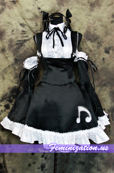 Style227-Black maid thick satin dress